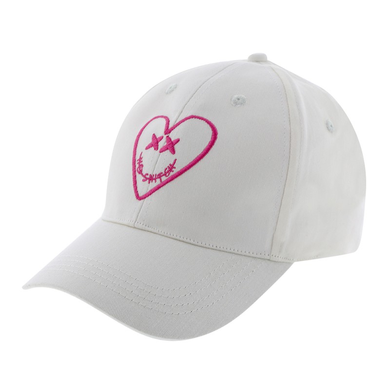 Casquette beige avec broderie rose Eleven Paris