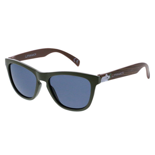 Lunettes de soleil garçon rectangles face kaki et branches marron  - Little Jack