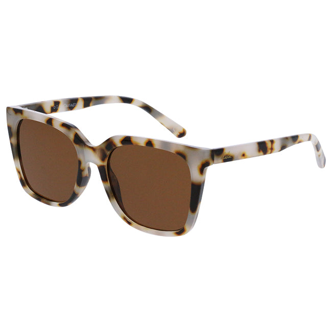 Lunettes de soleil femme carrées écaille beige marron - Lulu Castagnette