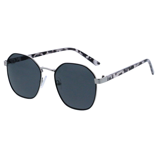 Lunettes de soleil femme métal rondes argent et noir - Nina Casari