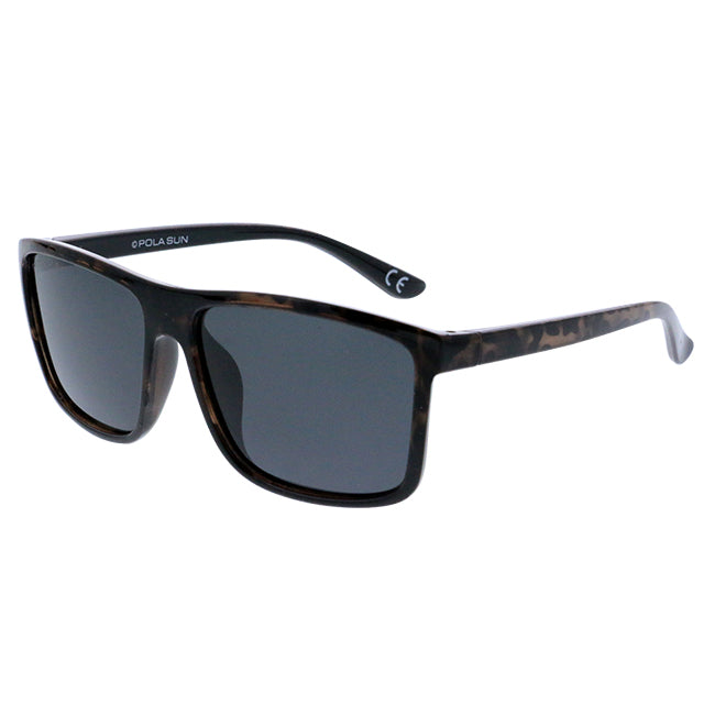 Lunettes de soleil homme rectangles écaille marron foncé - Polasun