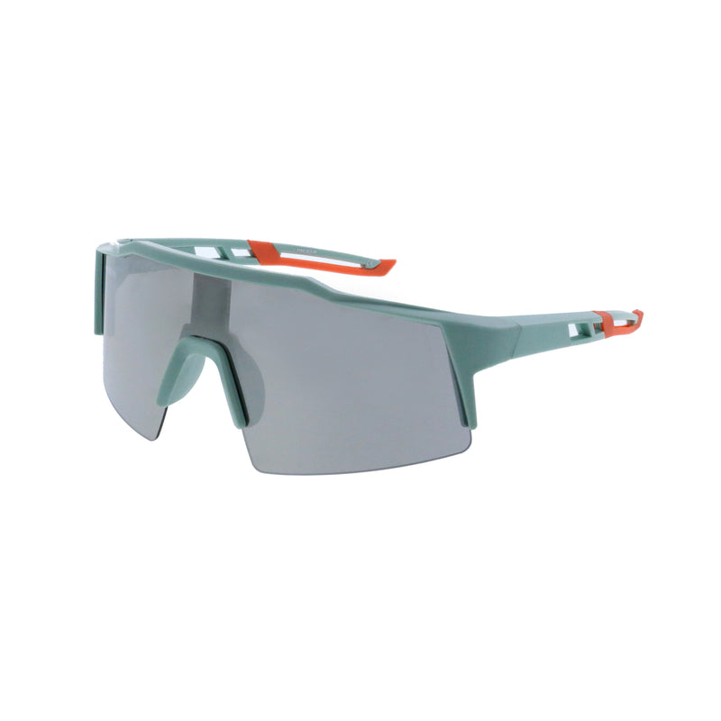 Lunettes de soleil galbées style cycliste - vert clair et orange - Freegun