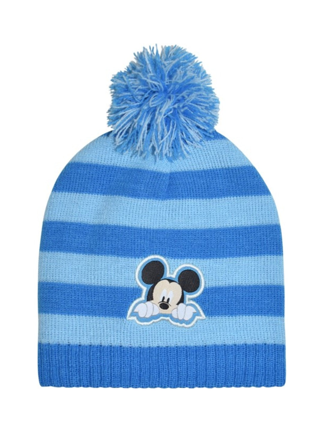 Bonnet à pompon en maille rayée bleu - Disney