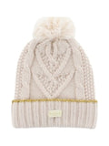 Bonnet à pompon en maille torsadée beige - Little Marcel