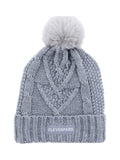 Bonnet à pompon en maille torsadée gris clair - Eleven Paris