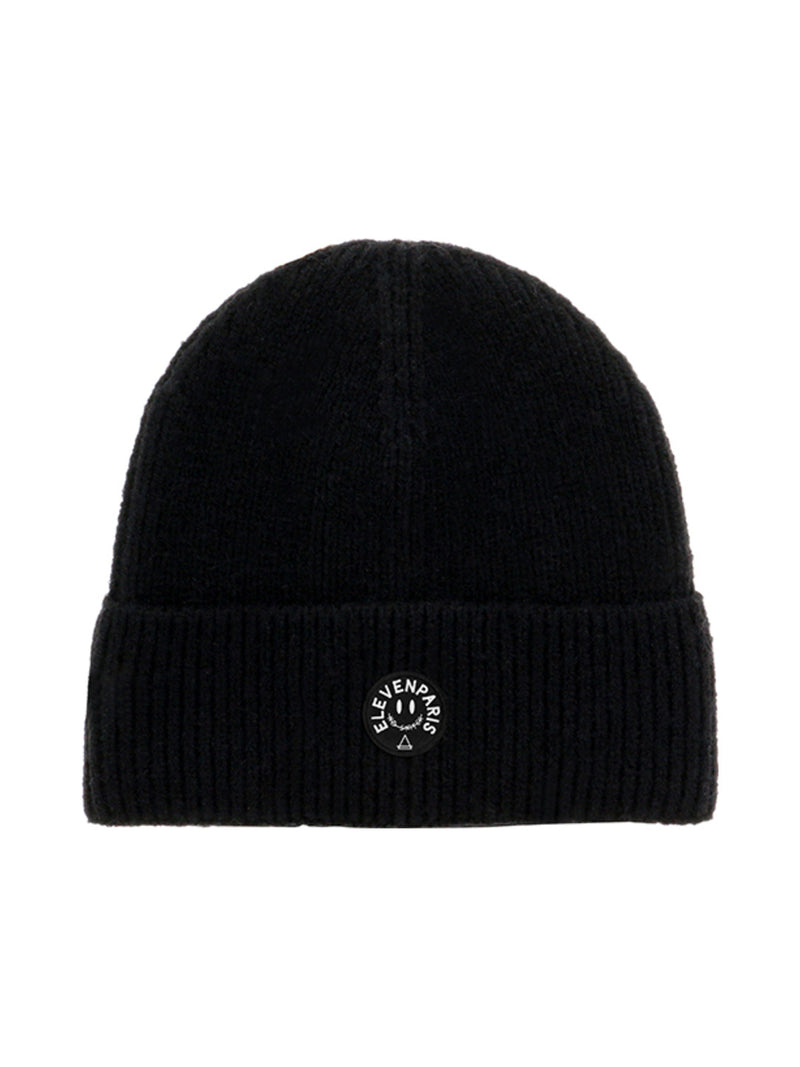 Bonnet en maille côtelée noir - Eleven Paris