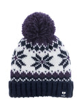 Bonnet à pompon en maille jacquard marine / aubergine - Longboard