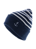 Bonnet en maille marine rayures  blanc cassé  - La Mariniere Par Sogema