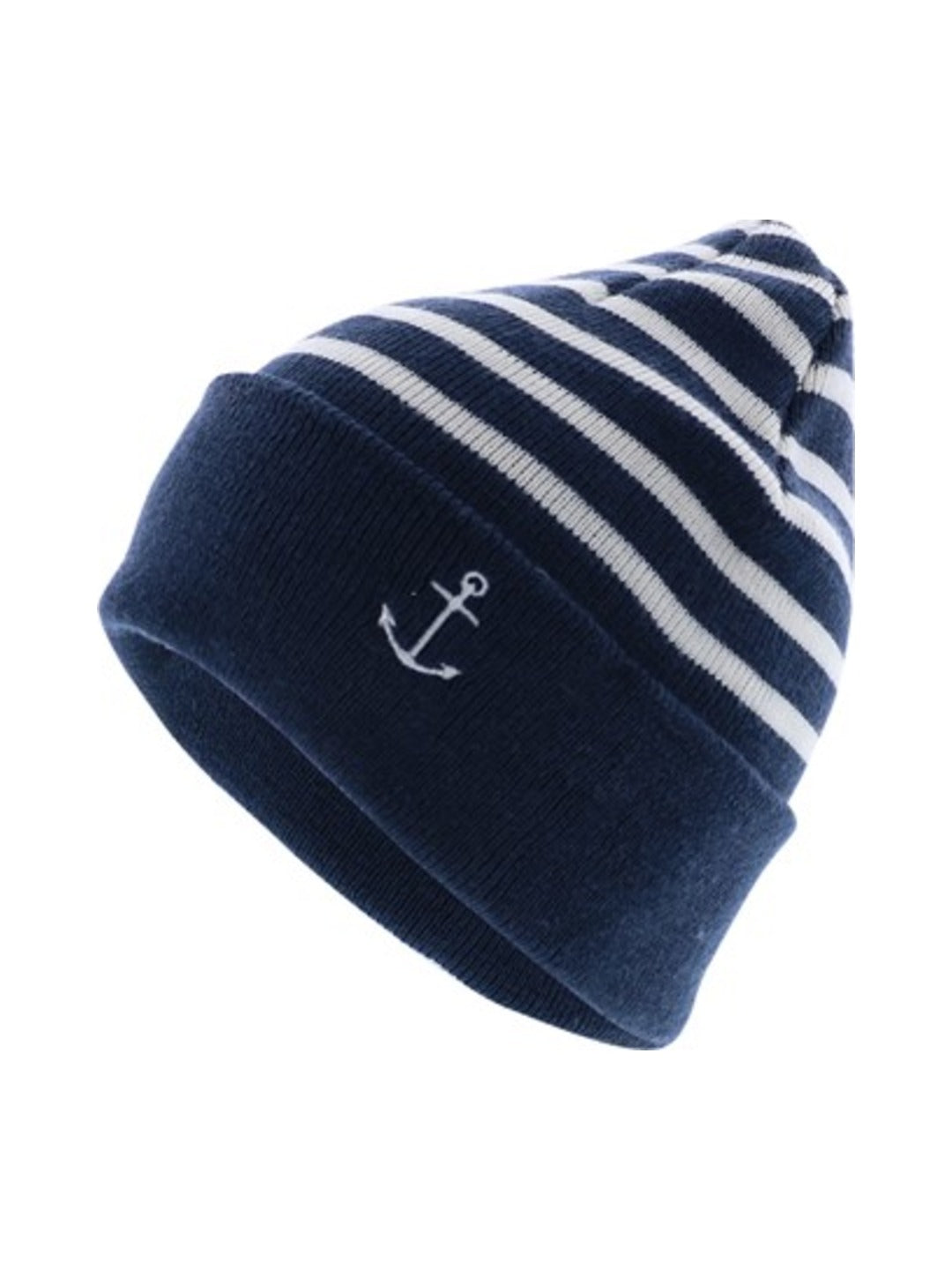 Bonnet en maille marine rayures  blanc cassé  - La Mariniere Par Sogema