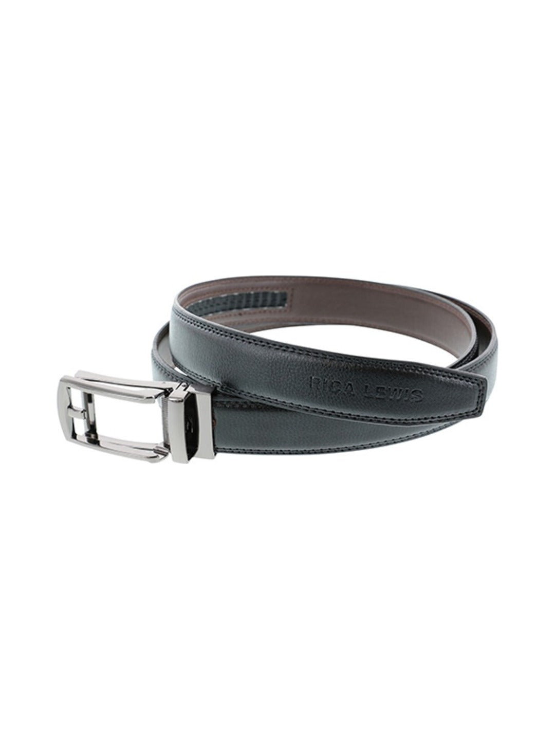 Ceinture à crémaillère à boucle ajustable noire et marron - Rica Lewis