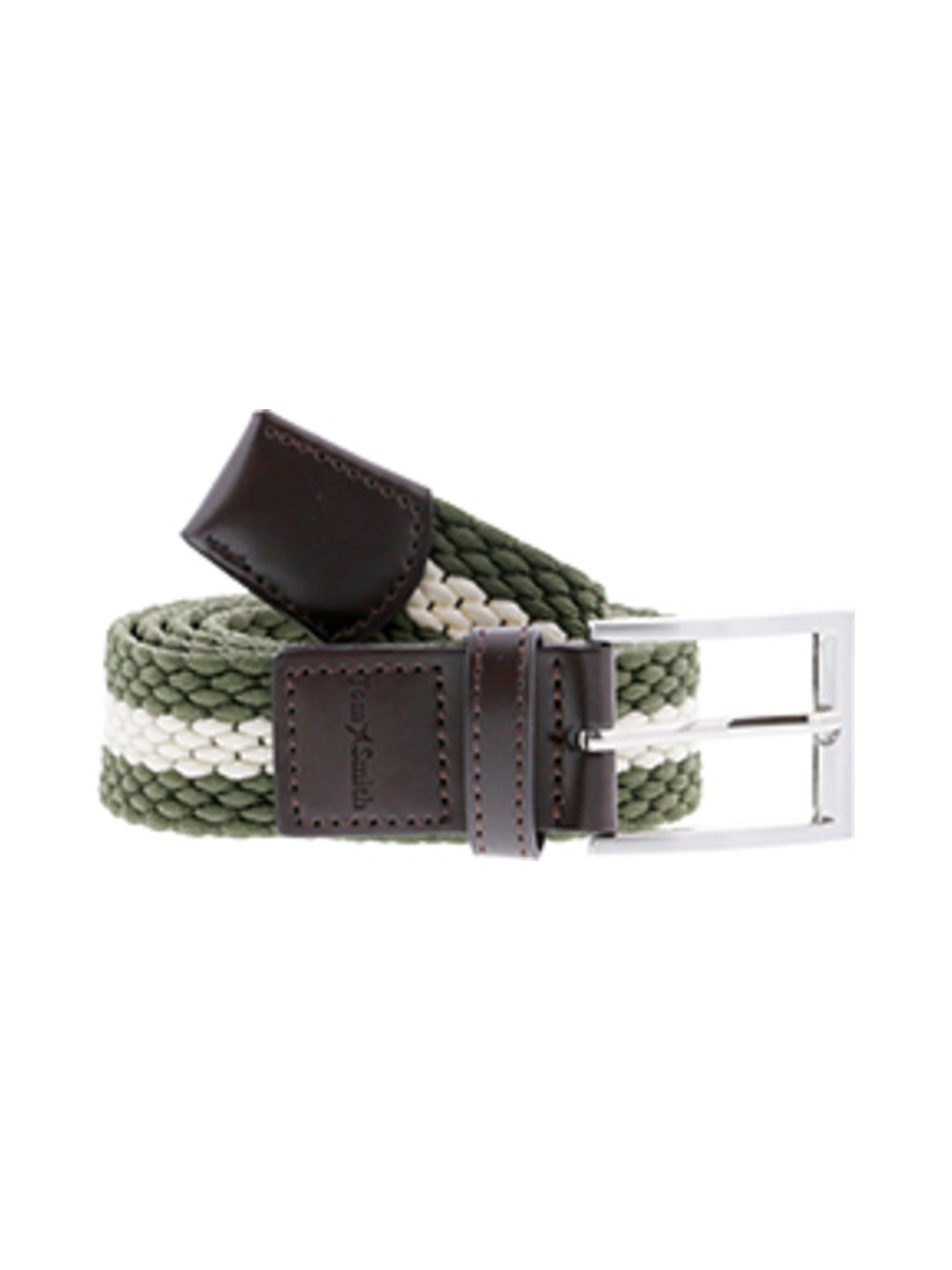 Ceinture en tissu tressé bicolore chocolat - Tom Smith