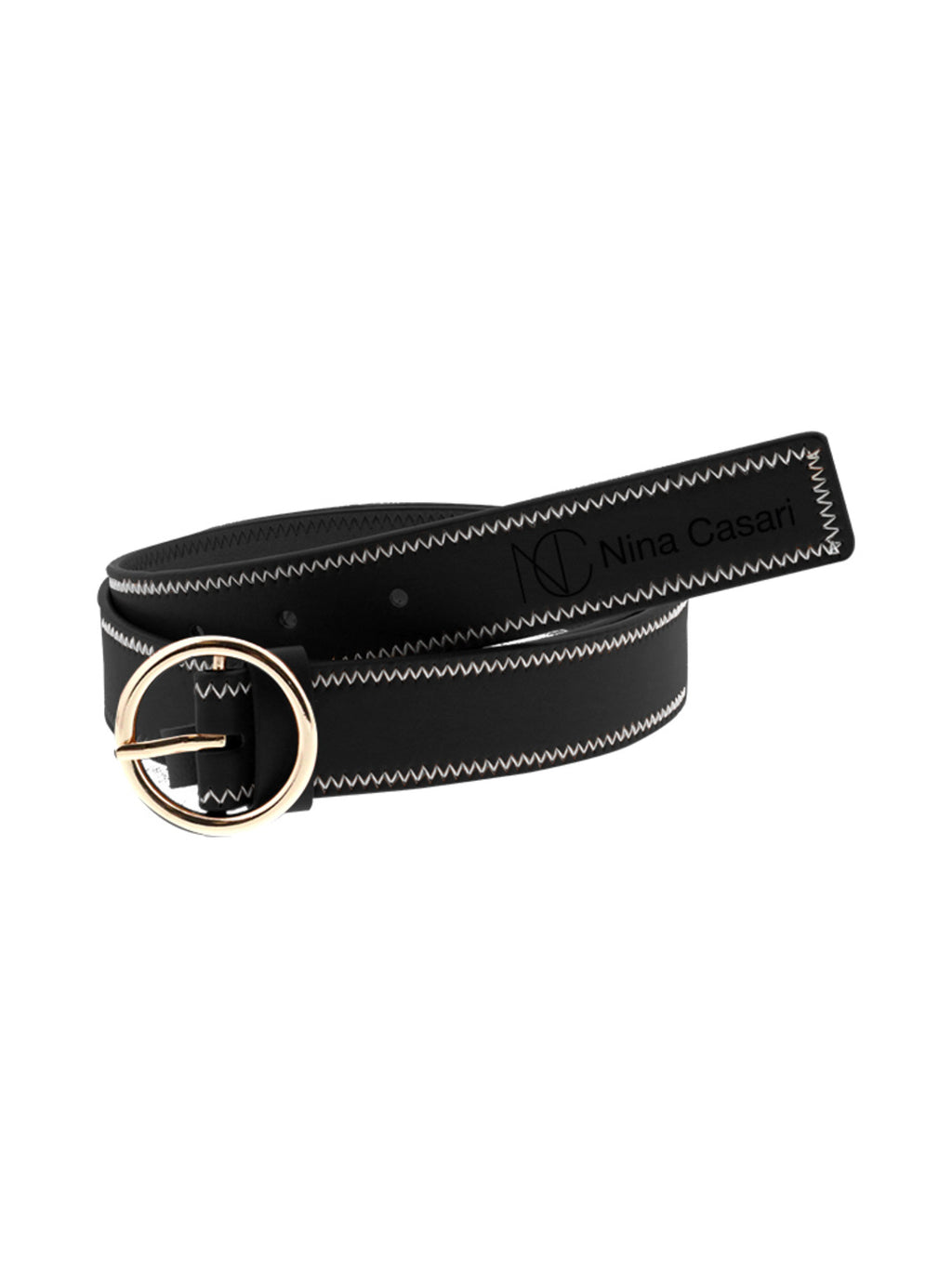 Ceinture à surpiqûres contrastées dorée - Nina Casari