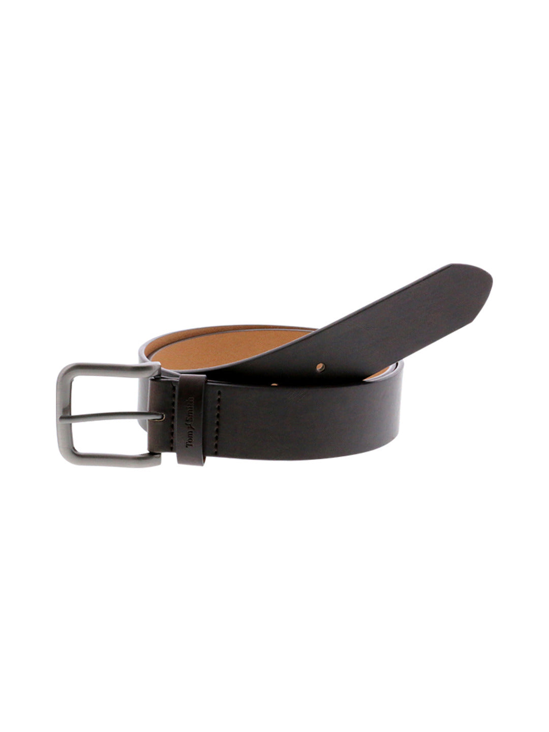 Ceinture à boucle en métal gris anthracite marron - Tom Smith