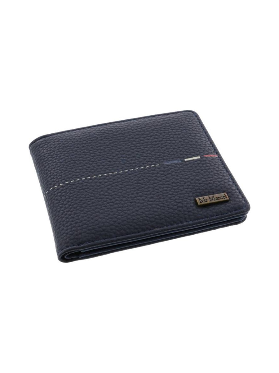 Porte-cartes et monnaie grainé marine - Mister Marcel
