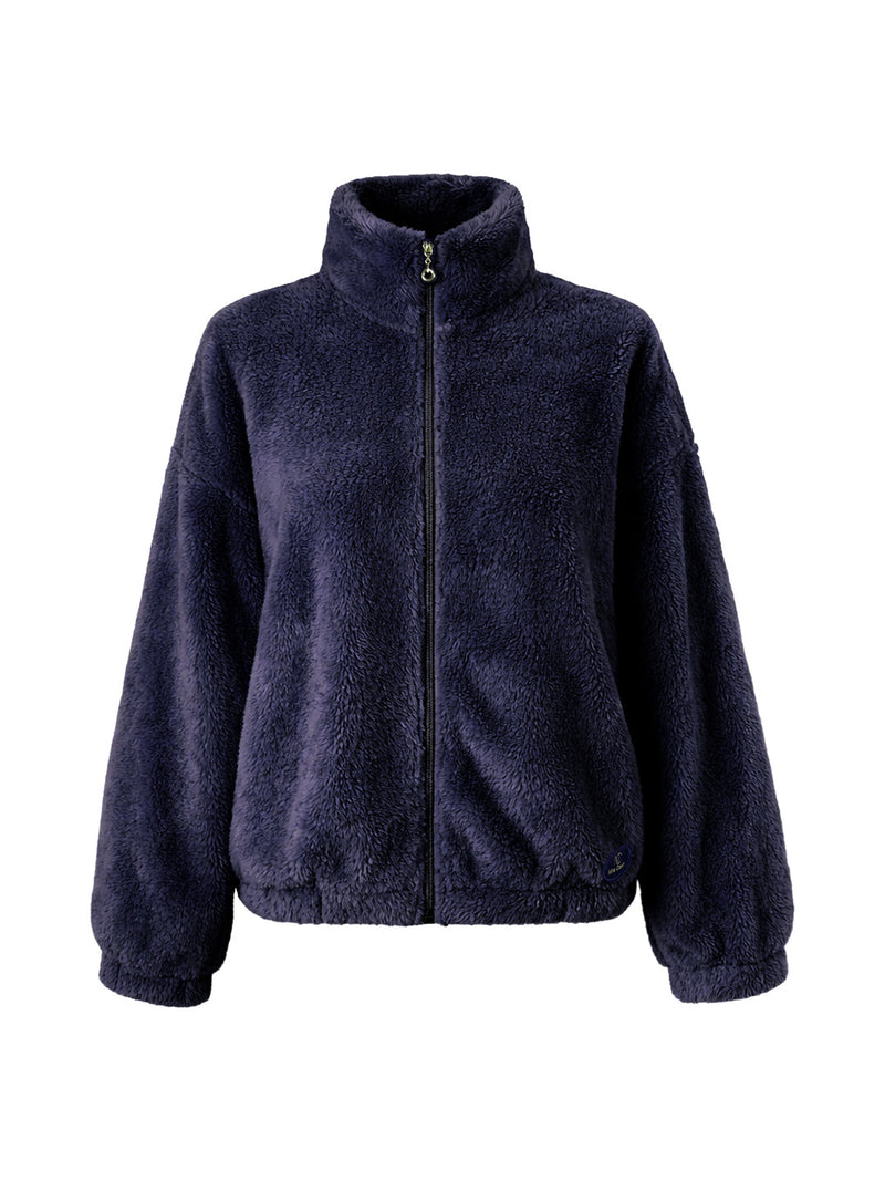 Veste polaire oversize bleu marine à col montant - Nina Casari