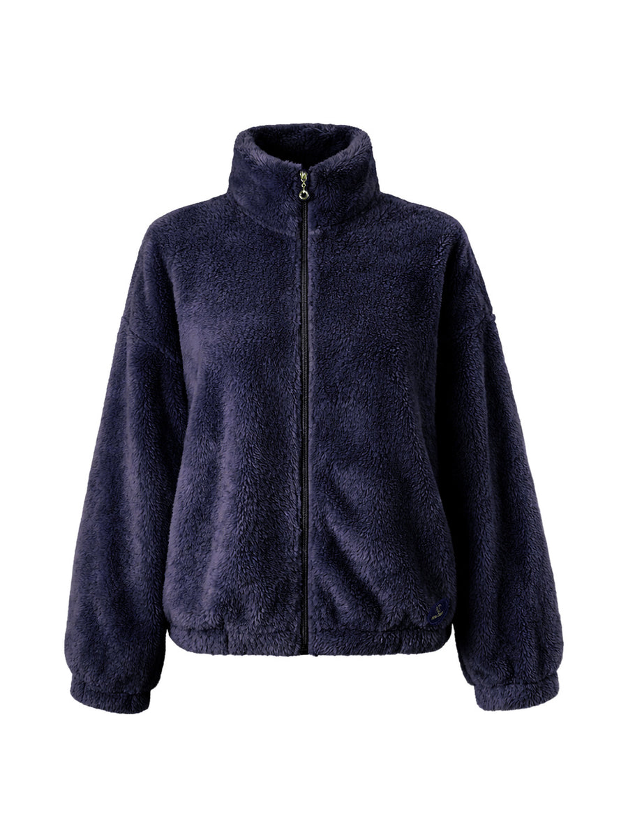 Veste polaire oversize bleu marine à col montant - Nina Casari
