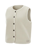 Veste sherpa sans manches beige à boutons effet écaille - Longboard