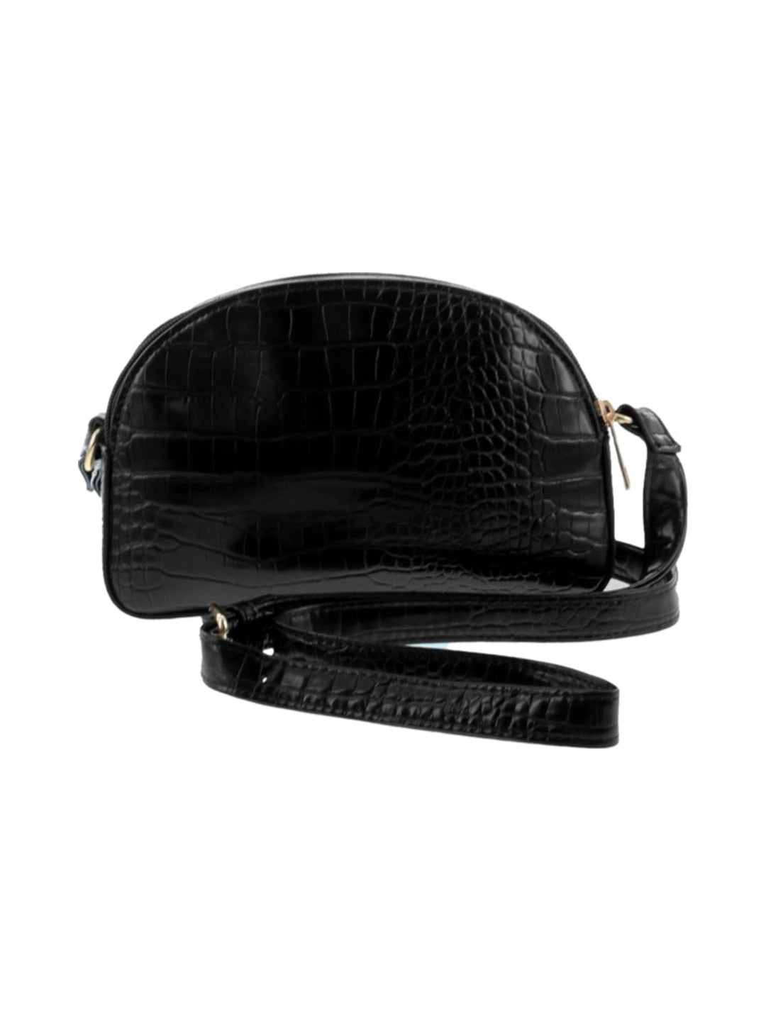 Sac bandoulière effet croco noir - Nina Casari