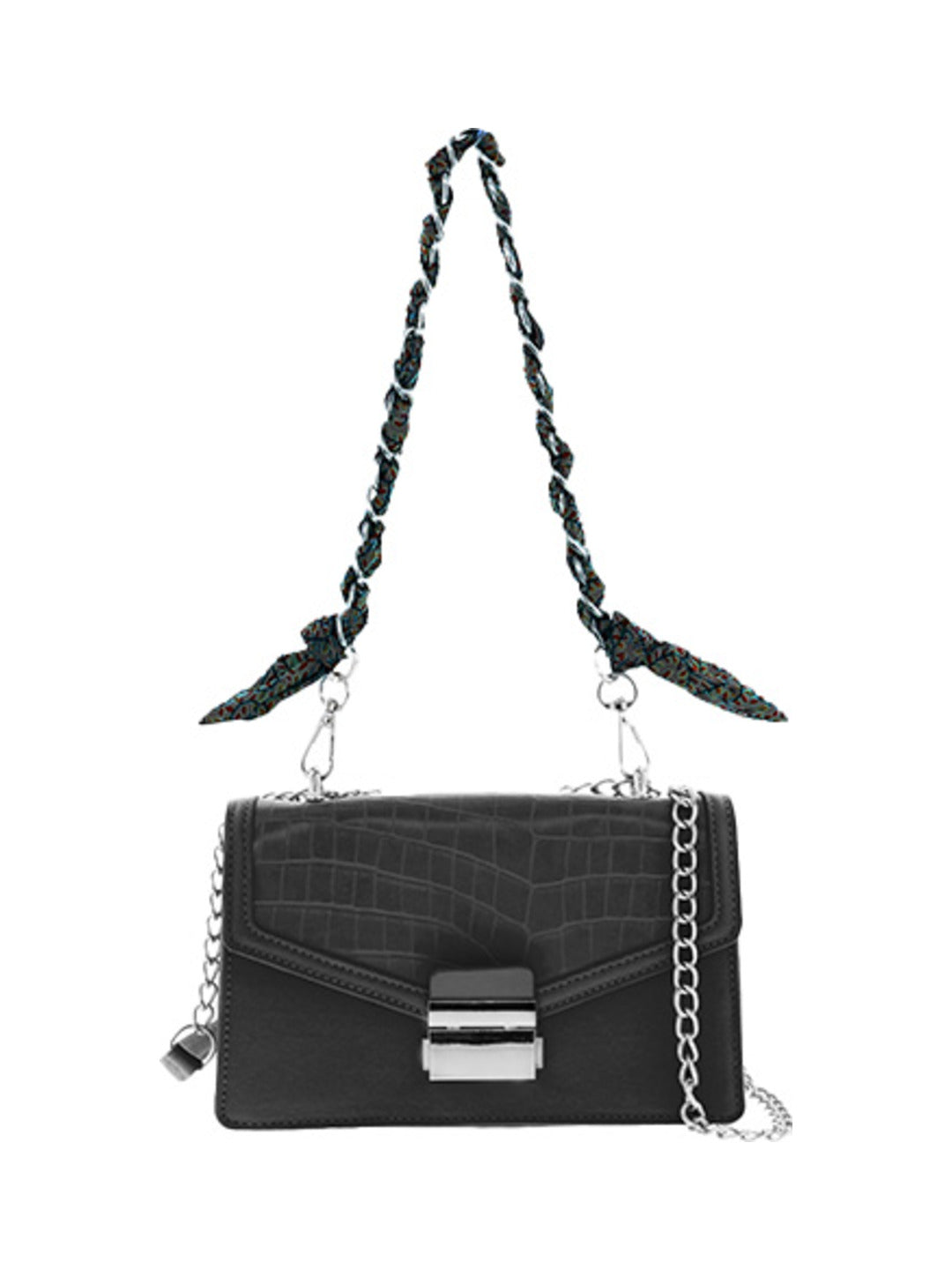 Sac bandoulière effet croco imprimé noir - Nina Casari
