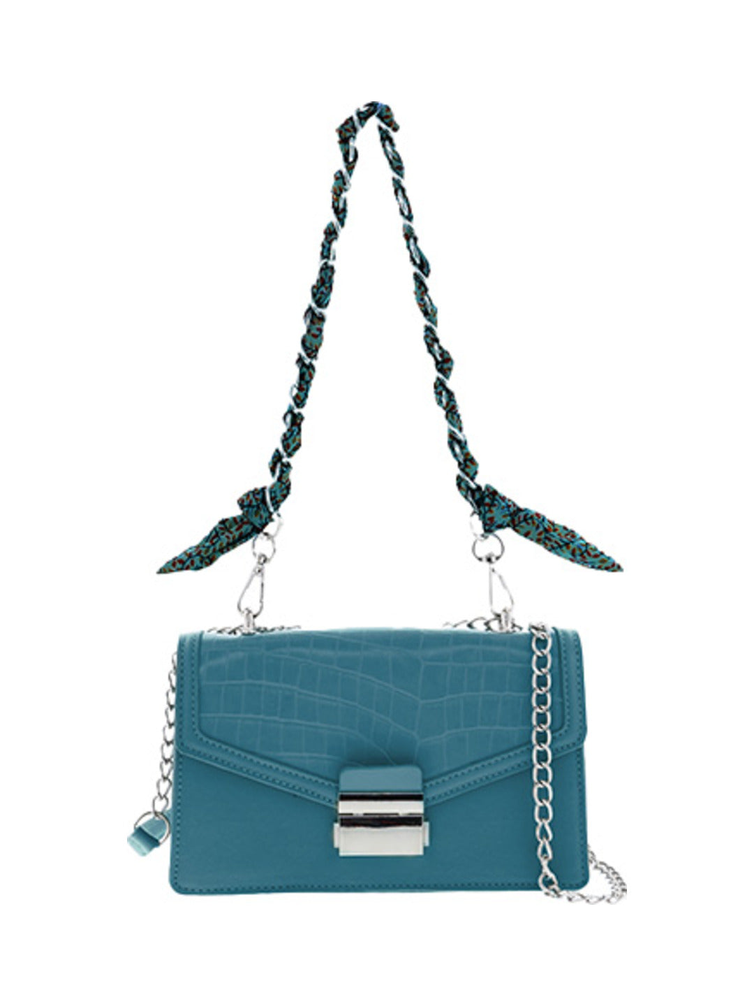 Sac bandoulière effet croco imprimé bleu canard - Nina Casari