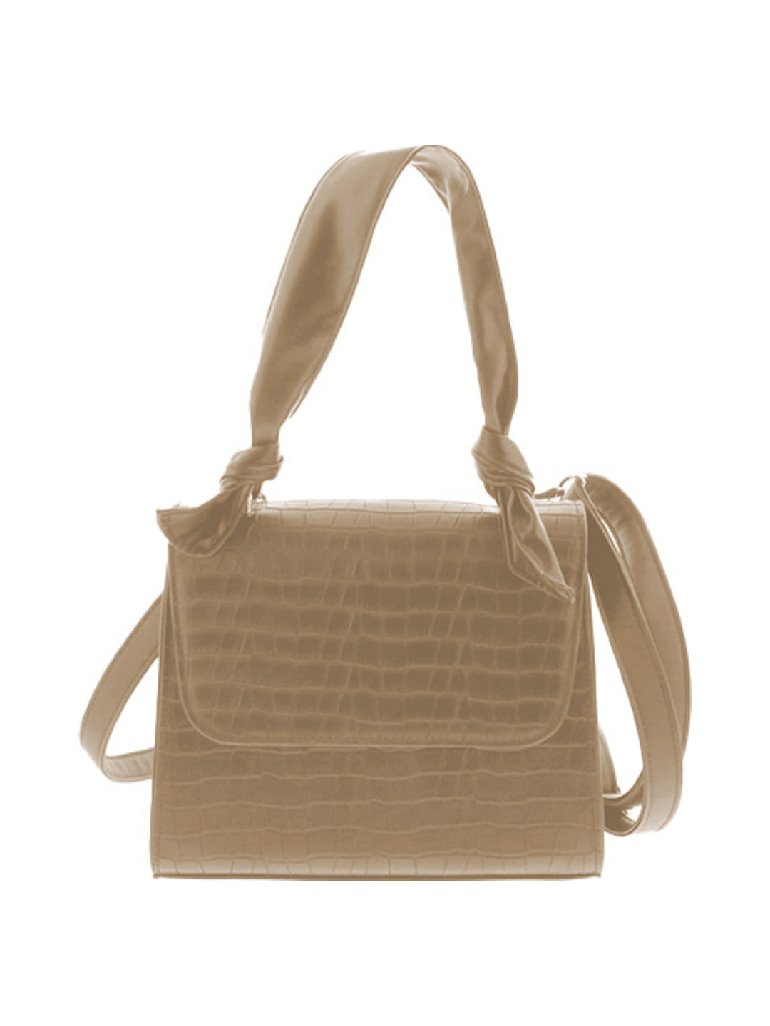 Sac bandoulière effet croco taupe - Nina Casari