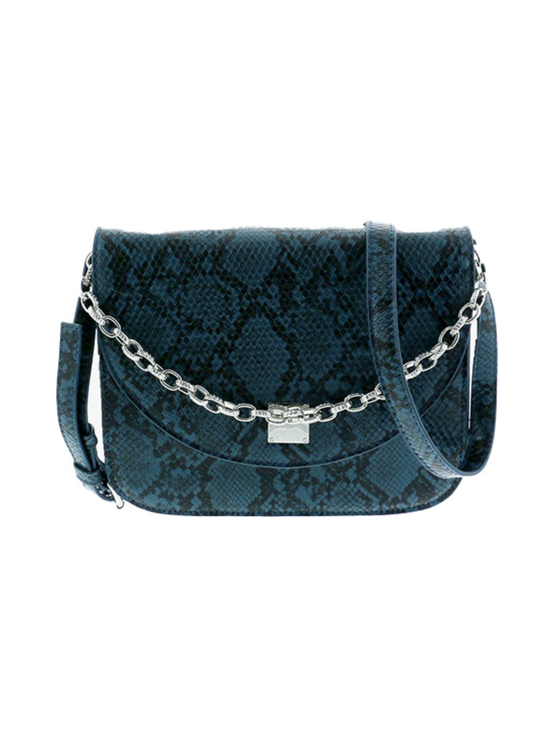 Sac bandoulière effet python bleu canard - Nina Casari