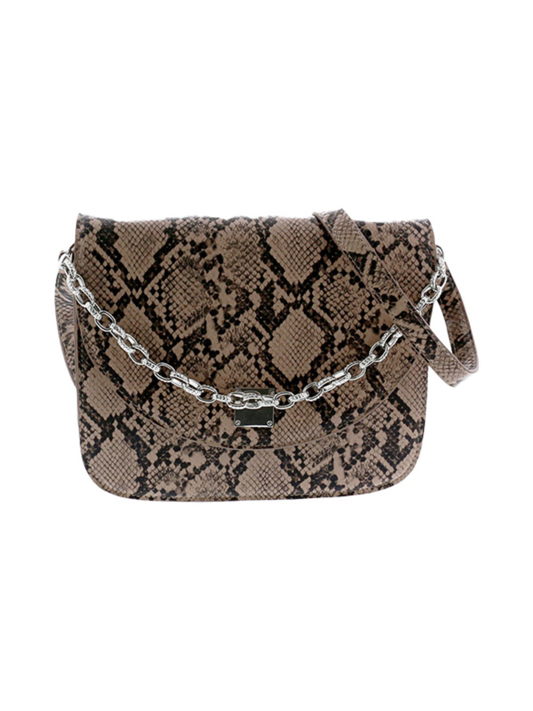 Sac bandoulière effet python taupe - Nina Casari
