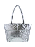 Tote bag matelassé métallisé argent - Nina Casari