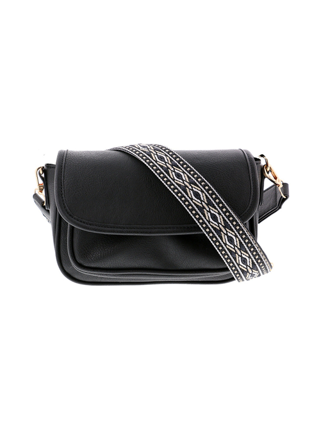 Sac bandoulière à anse en jacquard noir - Nina Casari