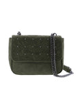 Sac bandoulière en suédine avec chaîne et rivet gunmetal kaki - Nina Casari