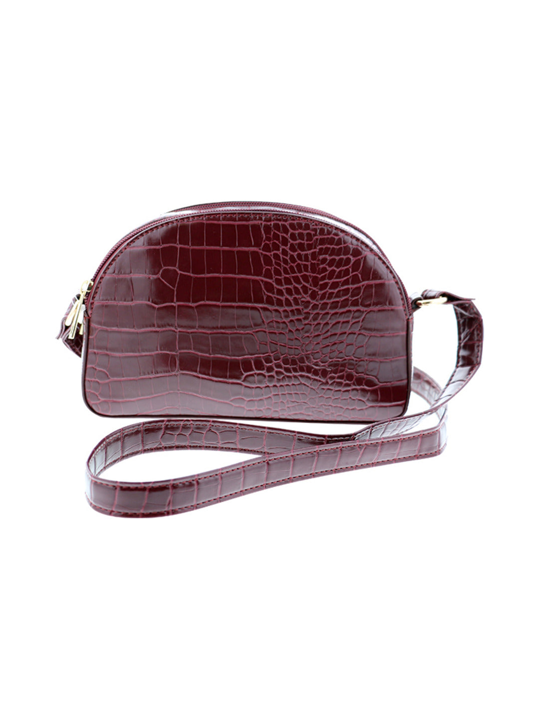 Sac bandoulière effet croco bordeaux - Nina Casari