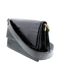Sac porté bandoulière effet croco noir - Nina Casari