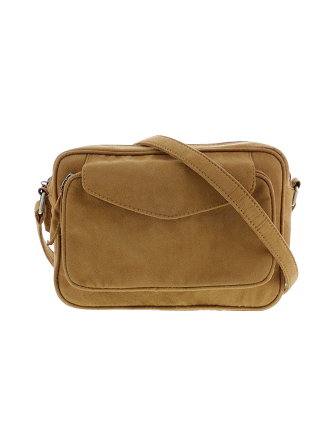 Sac bandoulière en suédine camel - Nina Casari