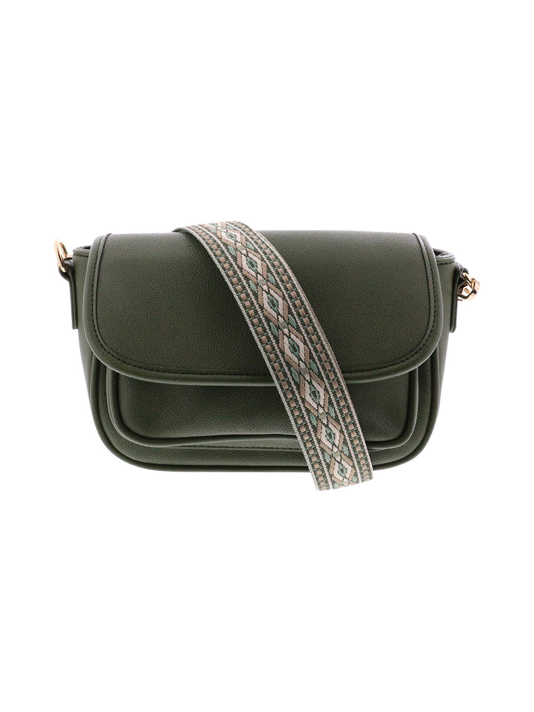 Sac bandoulière à anse en jacquard kaki - Nina Casari