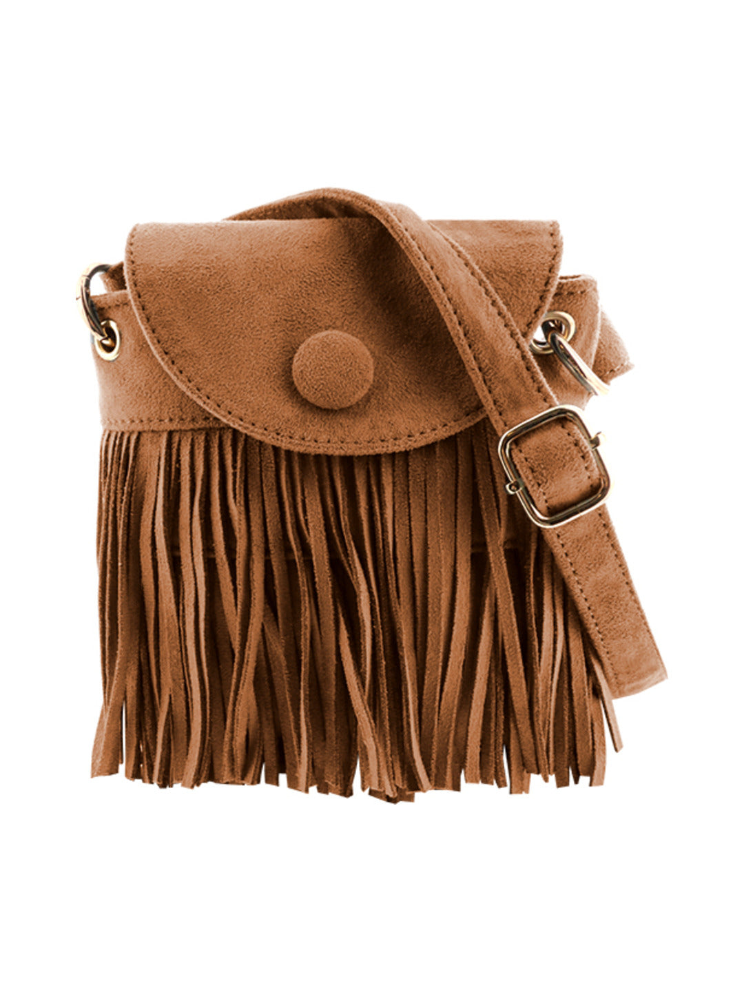 Pochette de telephone en suedine avec franges camel - Nina Casari