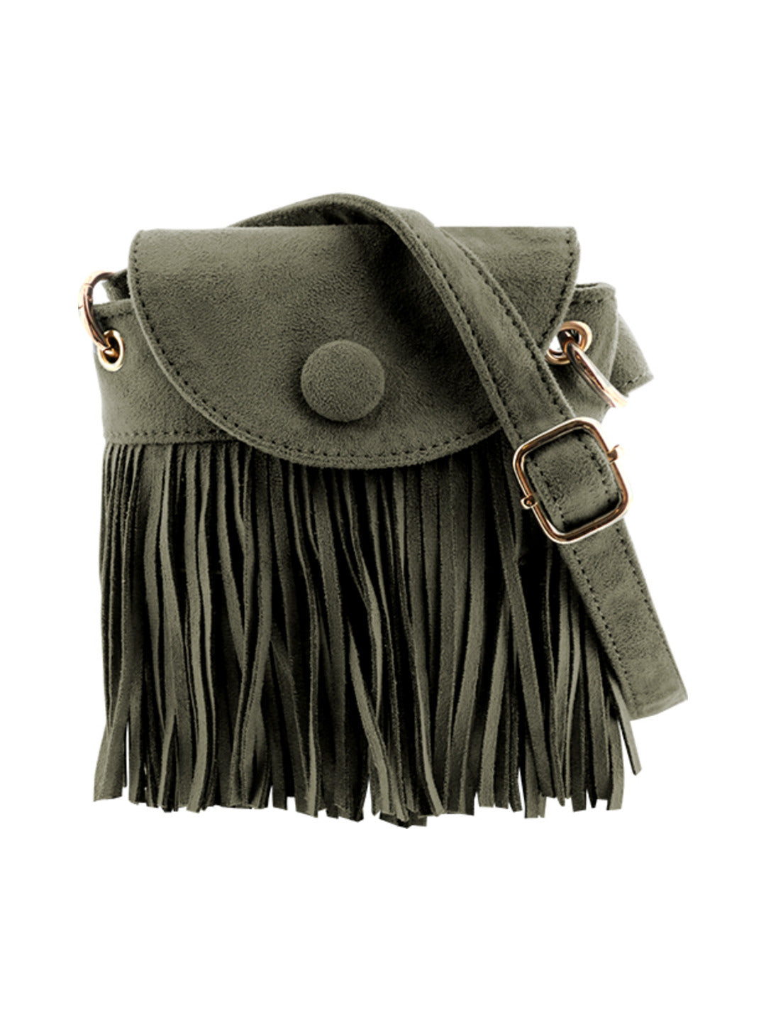 Pochette de telephone en suedine avec franges kaki - Nina Casari