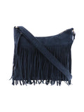 Sac bandoulière en suedine avec franges bleu marine - Nina Casari