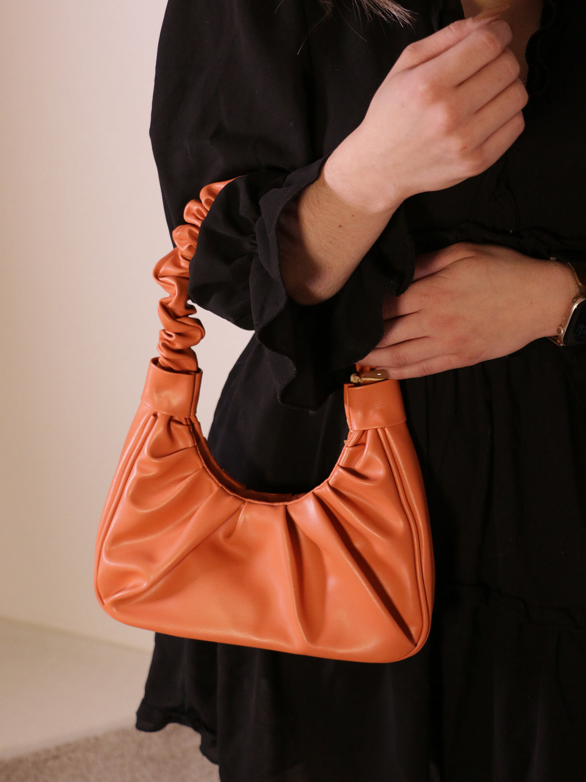 Sac baguette froncé corail - Nina Casari