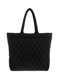 Tote bag en tissu matelassé porté épaule et main noir - Nina Casari