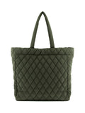 Tote bag en tissu matelassé porté épaule et main kaki - Nina Casari