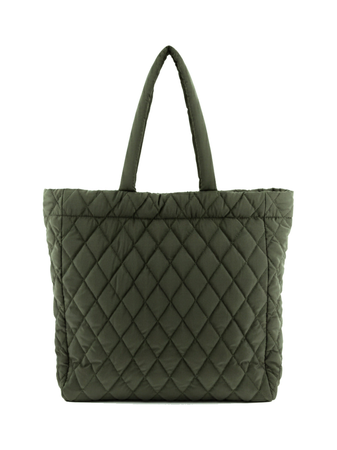 Tote bag en tissu matelassé porté épaule et main kaki - Nina Casari