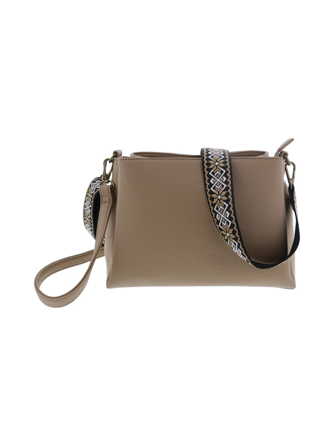 Sac bandoulière bi-matière taupe - Nina Casari