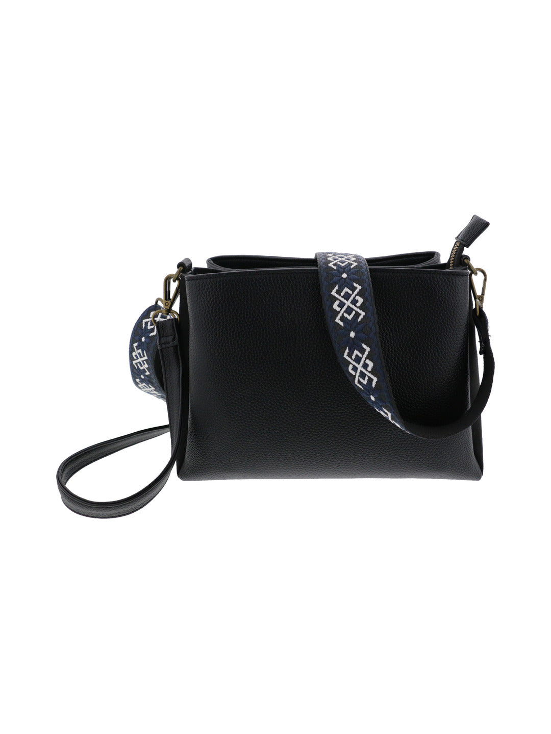 Sac bandoulière bi-matière noir - Nina Casari