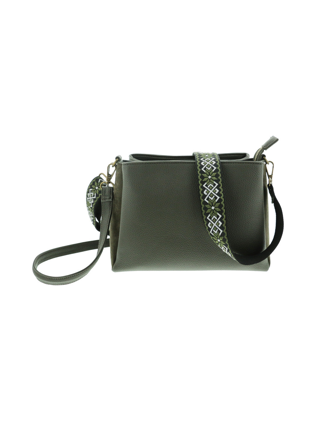 Sac bandoulière bi-matière kaki - Nina Casari