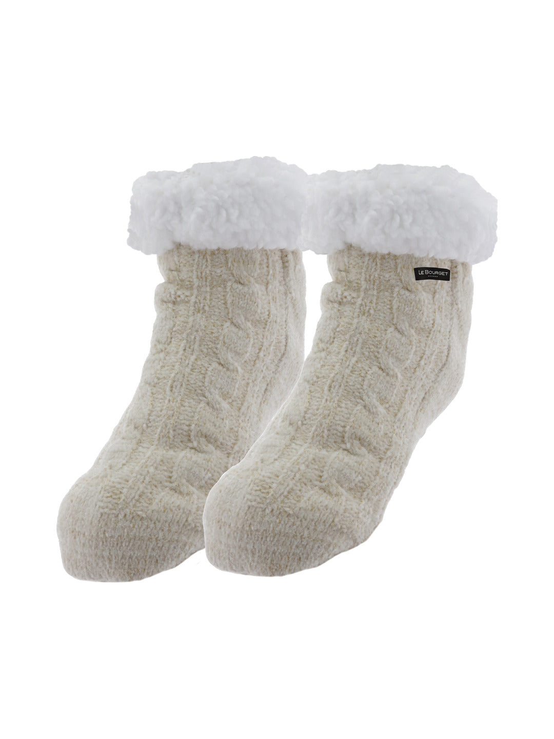 Chaussettes en maille beige maille torsadée - Le Bourget