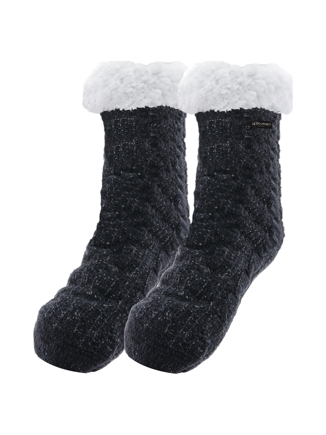 Chaussettes en maille gris anthracite maille torsadée - Le Bourget