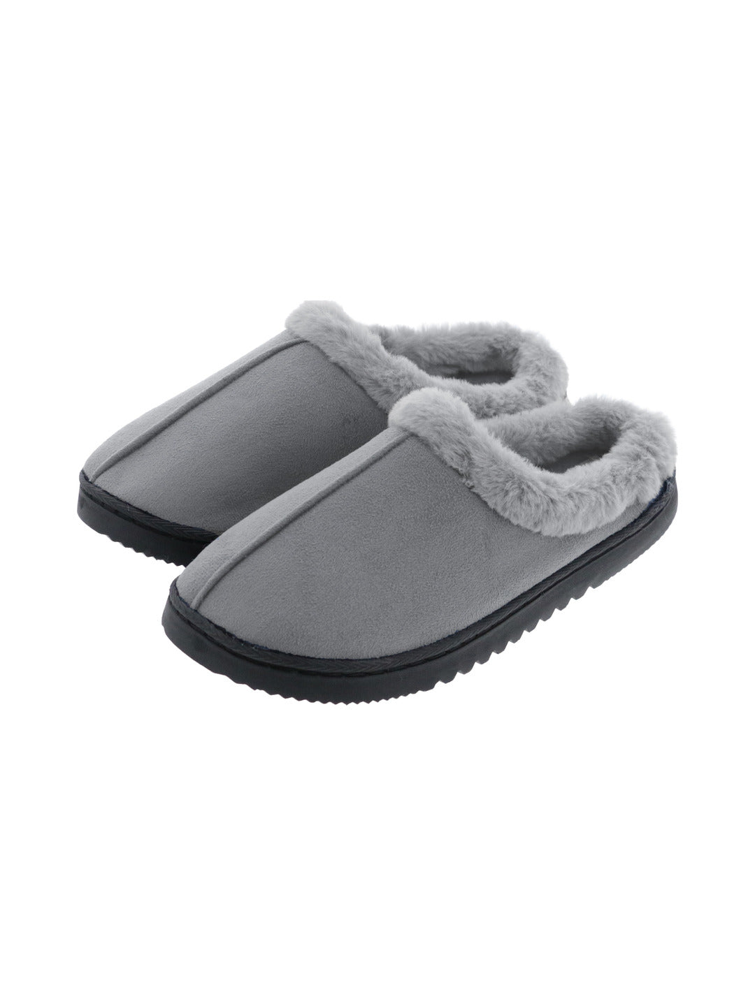 Chaussons fermés gris avec fausse fourrure - Eleven Paris