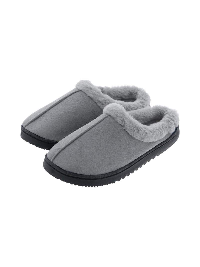 Chaussons fermés gris avec fausse fourrure - Eleven Paris