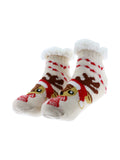 Chaussettes en maille beige jacquard cerf motif jacquard - Nina Casari