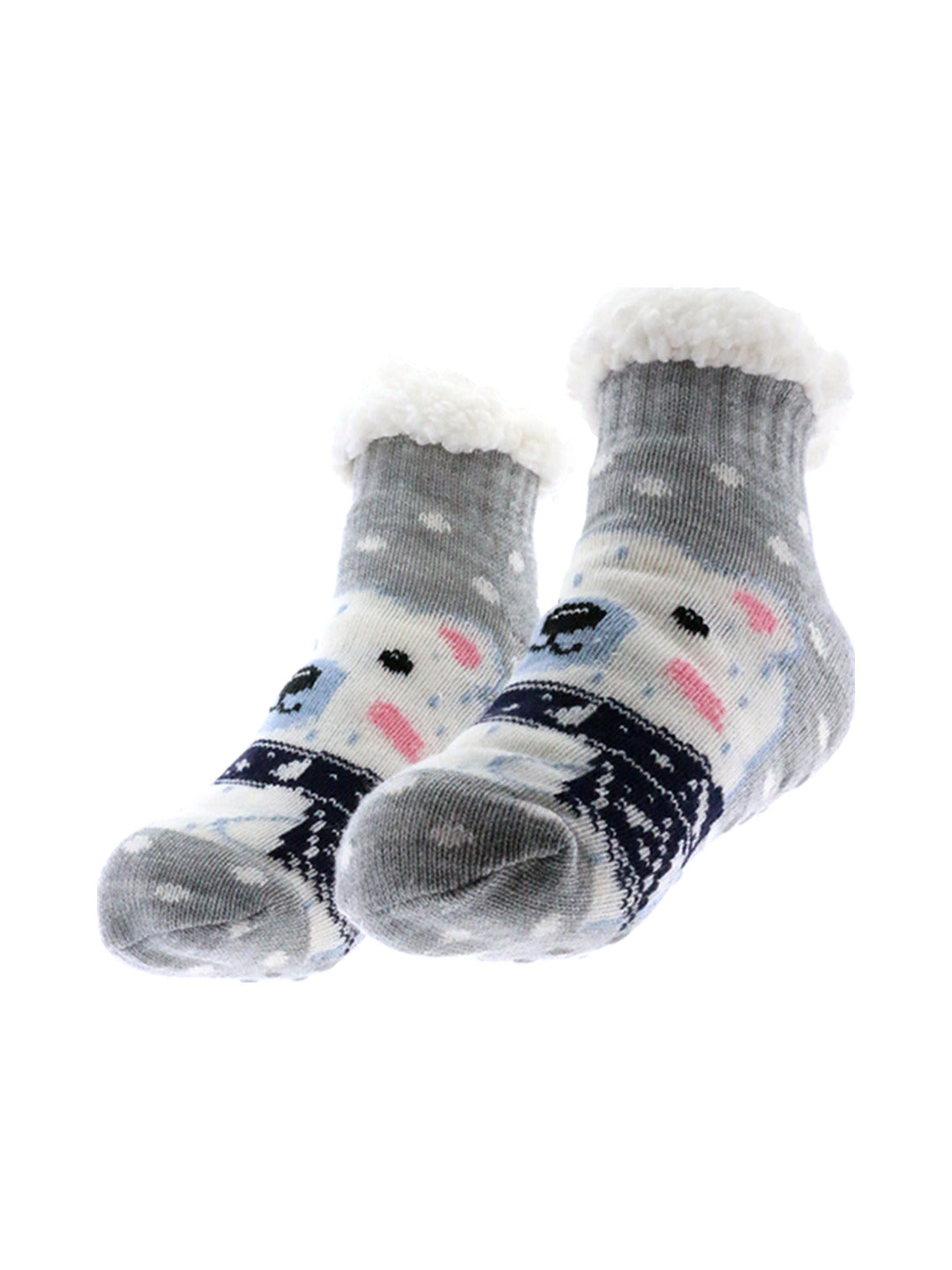 Chaussettes en maille gris jacquard ours motif jacquard - Nina Casari